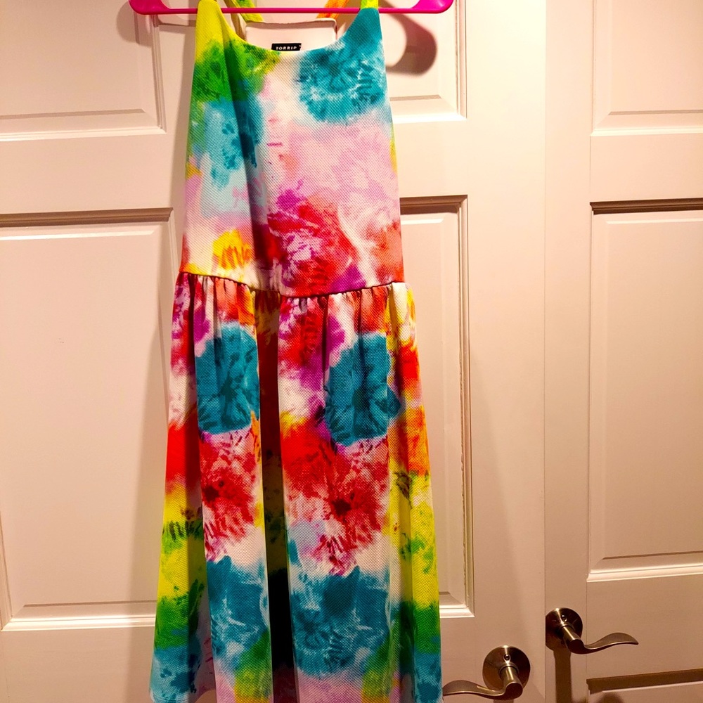 Torrid vibrant multicolored paint splatter Monet tank dress